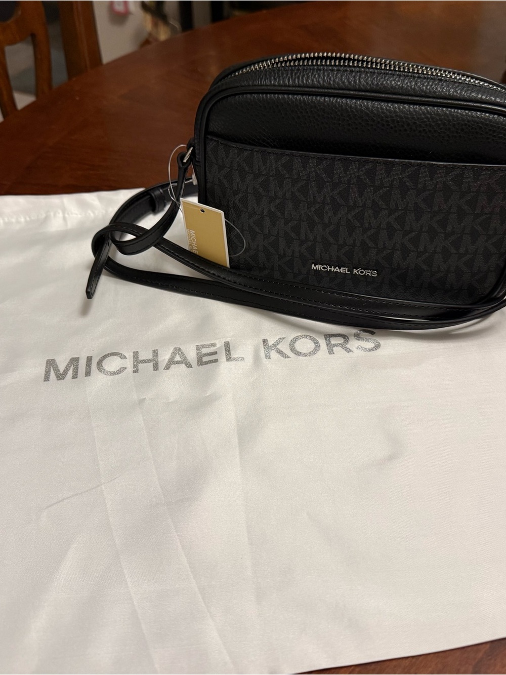 Michael Kors Black Monogram Crossbody Mini Bag